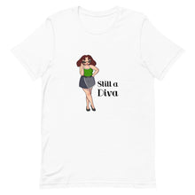 Load image into Gallery viewer, Plus size woman on white shirt and a phrase &quot;Still a Diva&quot;
