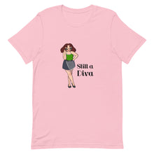 Load image into Gallery viewer, Plus size woman on pink shirt and a phrase &quot;Still a Diva&quot;
